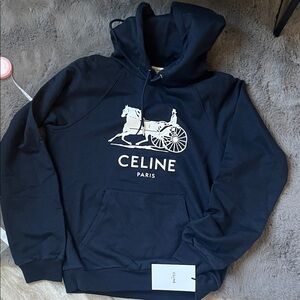 Celine Navy Crewneck Sweatshirt with White Logo